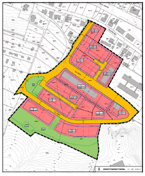 Planzeichnung mit dem räumlichen Geltungsbereich des Bebauungsplans „Neue Waldsiedlung – Am Stein“ in Seebach