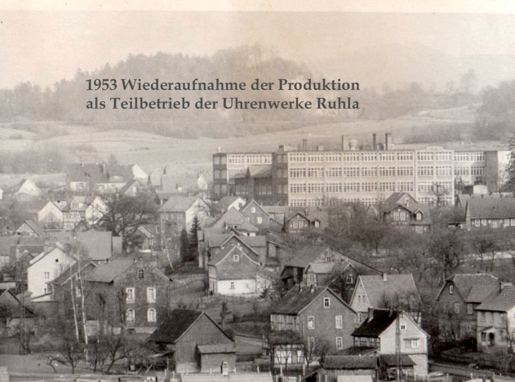 Seebach mit Fabrikanlage bei der Wiederaufnahme der Produktion 1953