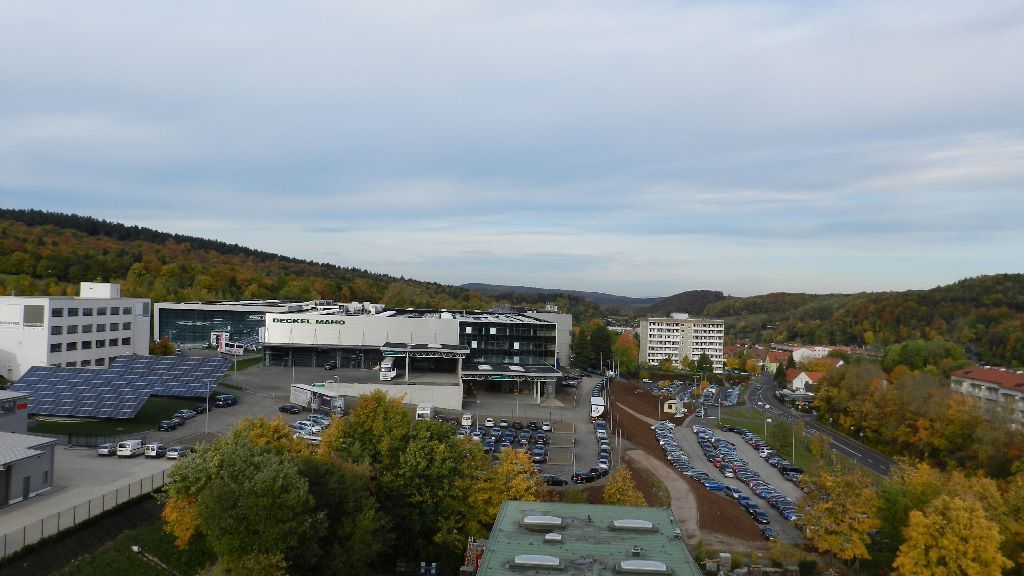 Industriegebiet Seebach mit Werkhallen aus der Luft
